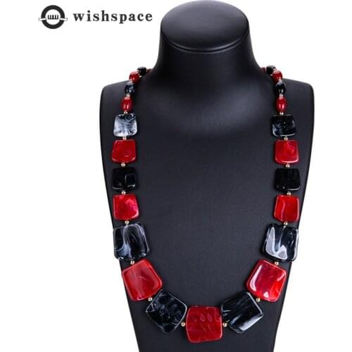 Ahmed New Maxi Statement Long Beads Necklaces Collier Fashion Spring Acrylic Geometric Pendant Collar Necklace for Women