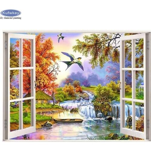 DIY Full Square/Round Diamond Embroidery Autumn landscape outside the window Diamond Painting accessories 5d Cross Stitch Kits