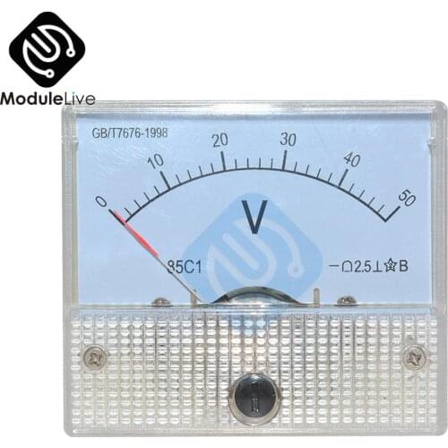 DC 50V Analog Panel Volt Voltage Panel Meter Voltmeter Gauge Calibrate Tester 85C1 0-50V