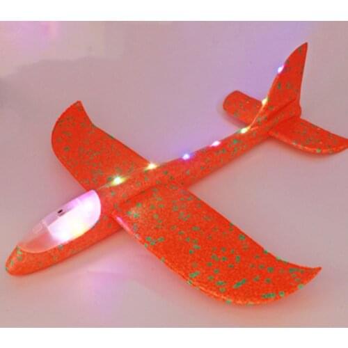 Foam Hand Throwing LED Airplanes Toy 48cm LED Flight Mode Glider Inertia Planes Model Aircraft Planes for Kids Outdoor Sport
