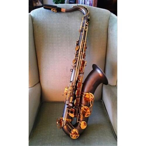 Brand Bb Tenor Saxophone True picture Brass Matt black Plated Body Gold Key B Flat Sax Instrument With Canvas Case