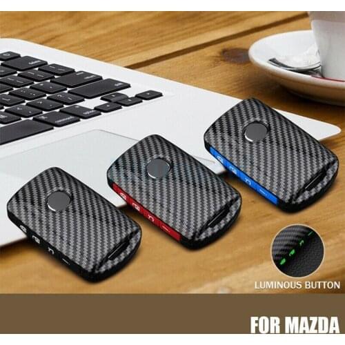 Carbon Fiber ABS Car Key Fob Case Cover for New Mazda 3 6 CX-9 CX-5 CX-30 4 Buttons Keyless Entry Keychian Protection
