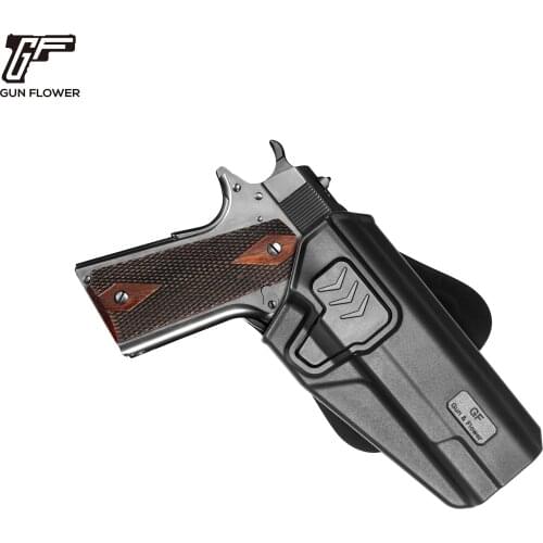 Gun&Flower Level II Fast Draw Tactical Outside Waistband Holster Polymer Paddle Pistol Pouch Case fit Colt 1911