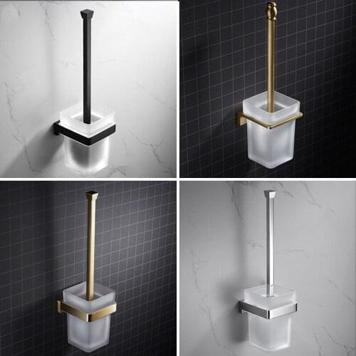 New Arrivals Cleaning Brush Toilet Holder Brass Brushed Gold Toilet Brush Rack Bathroom Accessories Black Chrome Wall Mounted
