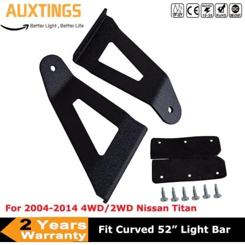 Curved 52" LED Light Bar Upper Windshield Mounts Bracket for 2004-2014 4WD/2WD Nissan Titan
