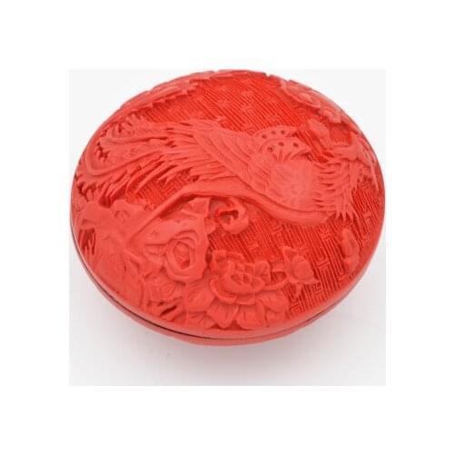 Exquisite Chinese Traditional Technology Red Lacquerware Flowers and Phoenix Auspicious Jewelry Box