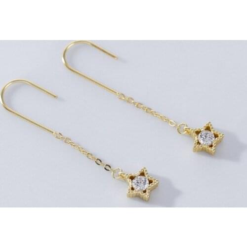 Exquisite 925 Sterling Silver Earrings Small Micro Zircon Star Geometric Earrings for Women Simple Fashion Anniversary Jewelry