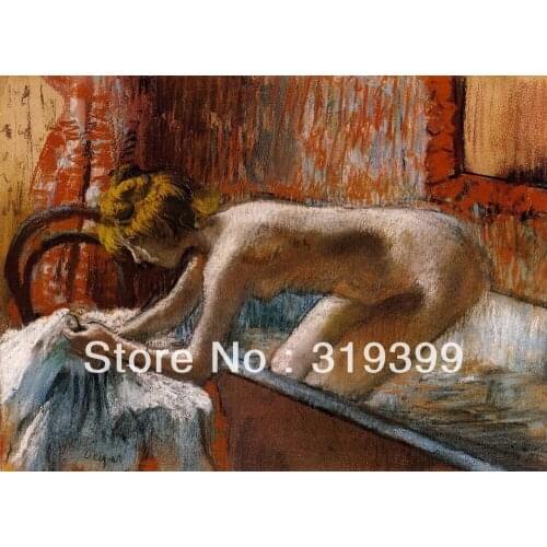 Oil Painting Reproduction on Linen Canvas,Woman Leaving Her Bath-1 by edgar degas ,Free DHL Shipping,100% handmade