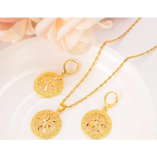 Gold flower Ethiopian Jewelry Sets Eritrea Habesha Africa bridals Wedding jewelry Gift necklace pendnat earrings diy charms