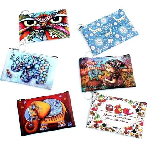 Owl Elephant giraffes Print coin purse Women cartoon zero wallet Ladies clutch change purse Female Zipper coins bag pouch #5