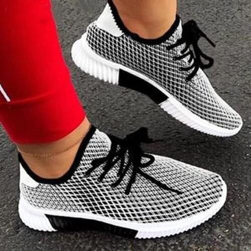 Lightweight And Breathable Flying Woven Sneakers Sports Lace-up Womens Casual Shoes Flat Shoes 2021 Summer
