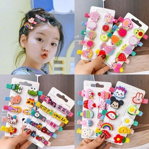 Newest Korean Baby Decorated Cartoon Animal Hair Clips Flower Fruit Hairpin Duck Bill Clip Set Girl Princess Hair Accessories