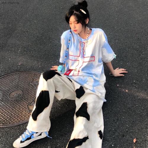 2021 Summer New High Street All-match Short-sleeved T-shirt Student Men and Women Loose Casual Body Short-sleeved