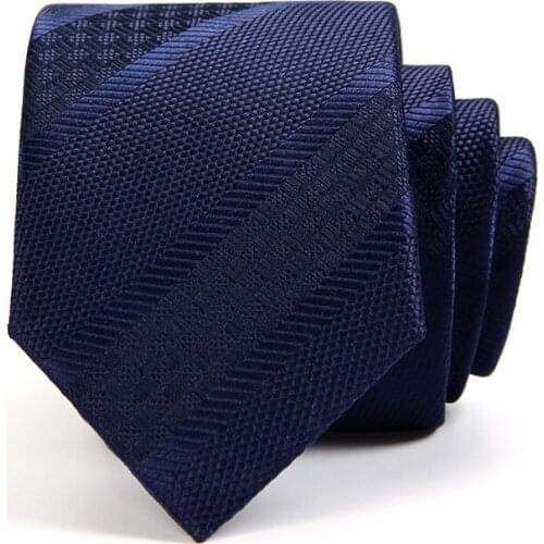 2019 New Arrivals Mens Ties 7cm Classic Navy Blue Striped Necktie Top Quality Neck Tie for Men Tie gravata with Luxury Gift Box