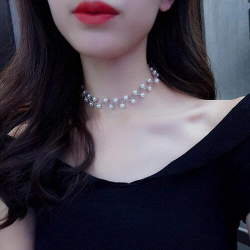New Style Pearl Collarbone Sexy Choker Necklaces Fashion Simple Short Necklace Gold Womens Necklace For Girls Women Gift Jewelry