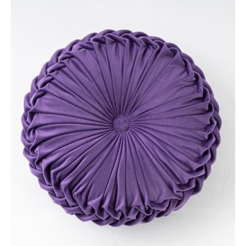 Pure Color Round Pillow Pregnancy Back Seat Cushion Nordic Velvet Manual Wheel Futon Floor Pouf