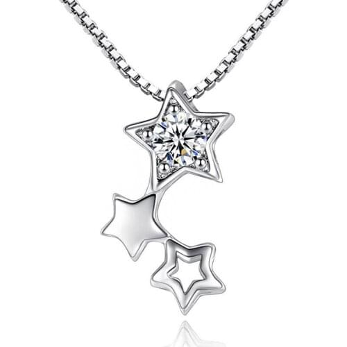Wholesale 12pcs/lot Tiny Stars Zirconia Crystal Pendant Necklace Chain Necklaces Jewelry Accessories Gift for Women Girls