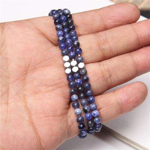 Simple Blue Bracelet 3pcs/Set 4MM Natural Stone Lava Beads Bracelets For Women Men Handmade Minimalist Reiki Classic Jewelry