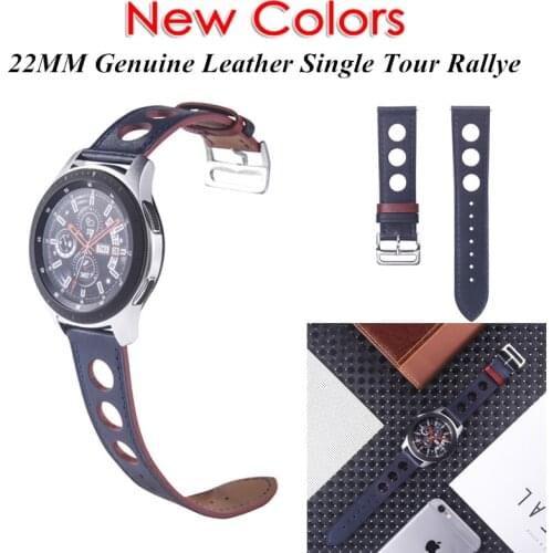 22mm Quick Release Genuine Leather Single Tour Rallye Strap Watch Band For Samsung Galaxy Watch 46mm Gear S3 Classic/Frontier