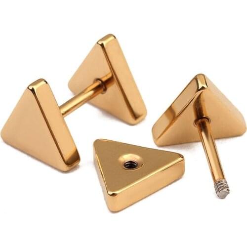 1Pair New Fashion Punk Black Gold SilverColor Western Geometric Triangle Stud Earrings For Women Girls Gifts Jewelry Orecchini
