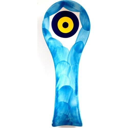 Evil Eye Beaded Ceramic Countertop Blue Spoon Holder