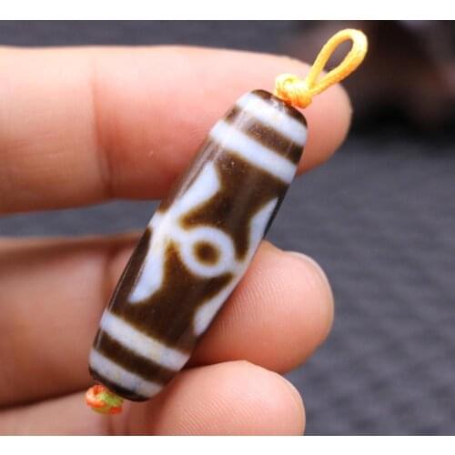 Unique Magic Tibetan Old Cinnabar Agate Tairenm guiren Big man Totem dZi Bead