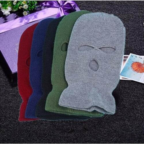 Three Holes Knit Hat Full Face Cover Windproof Warm Face Masks Ski Mask Army Tactical CS Winter Ski Cycling Mask Beanie Hat