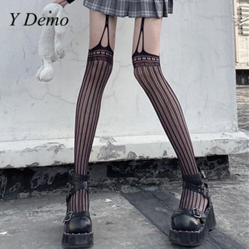 Y Demo 3 Pairs Sweet Lolita Hollow Out Tights Women Sexy Casual Lace Up Socks Accessory Gothic