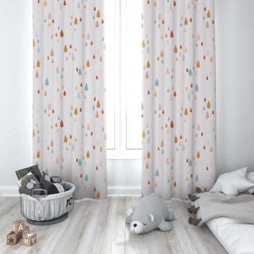 Curtains Children 3D Printed Decorative Items Home Childrens Room Colorful Raindrops Model 234