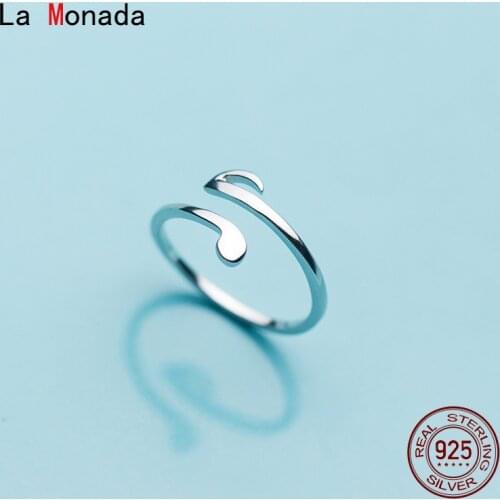 La Monada 54-59 Resizable 925 Silver Rings For Women Real Silver 925 Woman Adjustable Ring Music Note Fine Luxury Jewelry Silver