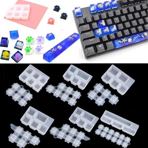 1Set UV Epoxy Crystal White Silicone Key Cap Mold Resin Mechanical Keyboard Molds Casting Crafts Handmade DIY Crafts