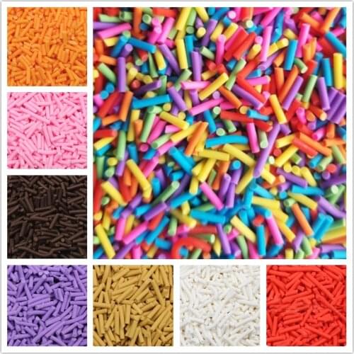 100g/Lot Long Polymer Soft Clay Gracile Cylindrical Candy Sprinkles for Delicious Cake Decoration DIY Crafts Filler Accessories
