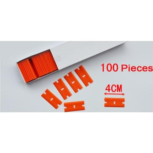 100Pcs Plastic Razor Scraper Blades Double Edge Safe Scraper Counter top, decal label, adhesive remover A-75