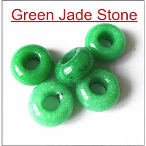 12pcs/lot nature green jasperr sand stone european beads accessories jewelry beads for bracelet making size 8x14mm hole size 5mm