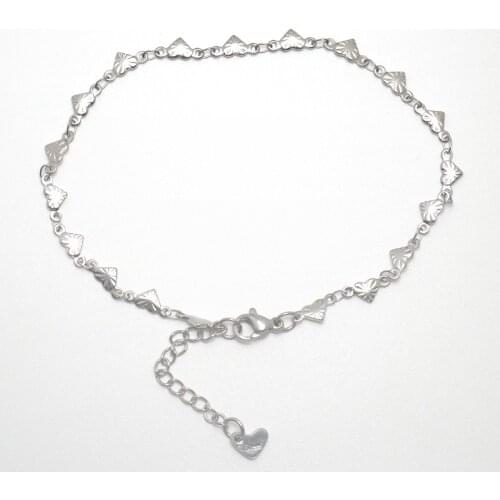304 Stainless Steel Anklet Heart Carved Pattern Beach Barefoot Sandals Foot Leg Chain Ankle Bracelets For Fashion Women Jewelry