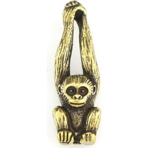 3D Gibbon Casting Animal Mini Figurine Retro Style Metal Sculpture Home Office Room Desktop Decoration Collect Ornaments Gift