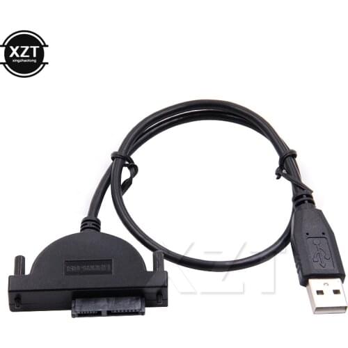 Hot sale USB 2.0 to Mini Sata II 7+6 13Pin Adapter Converter Cable Screws steady style for Laptop CD/DVD ROM Slimline Drive high