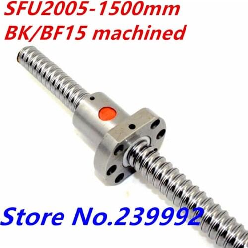 Free shipping SFU2005 1500mm Ball Screw L1500mm Ballscrews + Ball Nut for CNC XYZ with BK/BF15 end machined