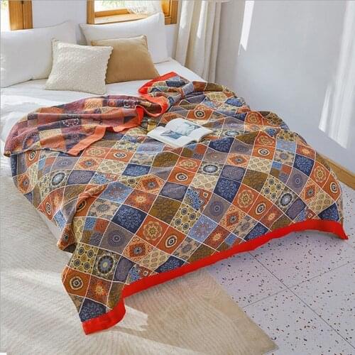Bohemian Cotton Gauze Blankets for Sofa Quilt Bedspread for Bed Breathable Summer Bed Linen Soft Throw Blanket Yarn Home