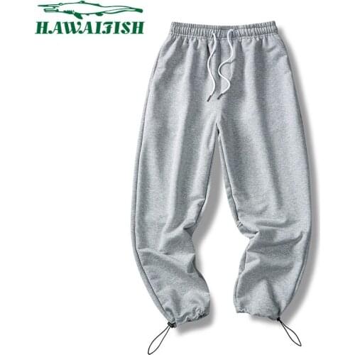 Hawaifish brand mens pants 2021 spring new loose sports pants male thin pure cotton casual track pants Leggings with drawcord