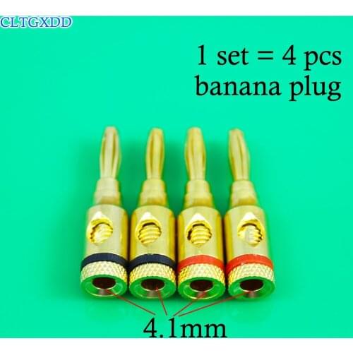 Cltgxdd 4Pcs/Set Gold Plated Speaker Amplifier Plug Audio Banana Plug Terminal Block Speaker Wire Plug