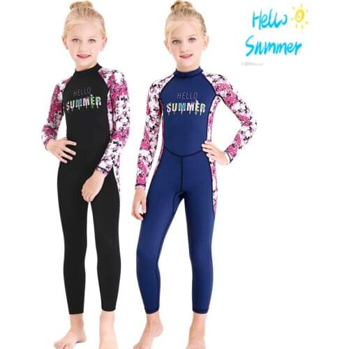 Children Flowers Wetsuits Bathing Suit Girls Swimwear Outdoor Sunscreen Swim Diving Suit Quick-drying Diving Jellyfish Swimsuit