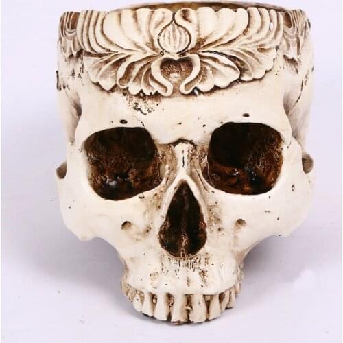Skull Head Design Flower Pot Planter Container Replica Party Home Bar White Home Room Decoration Supplies