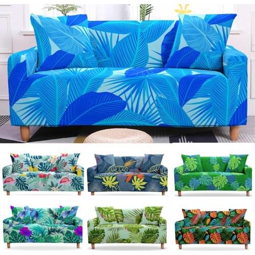 Tropic Leaves Corner Slipcovers Sectional Elastic Stretch Sofa Cover for Living Room2/3 Seaters Couch Cover L shape Sofa Cover