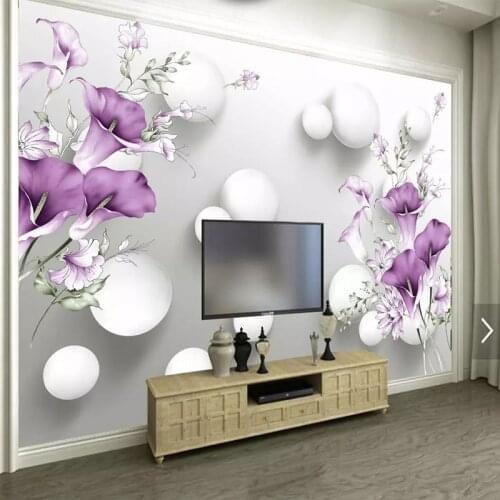 Custom Wall Cloth Purple Calla Jewelry Lily Beautiful Flower Photo Mural Wallpaper Living Room background Wall Home Decor Fresco