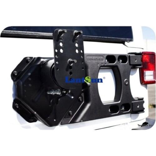 Set J152 Black Aluminum Rear Teraflex HD Hinged Carrier Adjustable Spare Tire Mounting Kit for Jeep Wrangler JK Lantsun