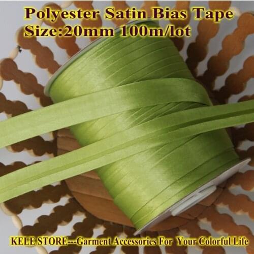 Kele Store -Polyester Satin Bias Binding Tape,size:20mm,2cm,$7.5 for 100m/lot ,DIY sewing garment item light green ,yellow green