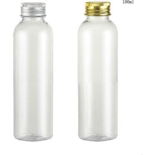 24 x 100ml Hot sale White DIY Round Shoulder PET Cosmetic and Lotion Bottle with Aluminum Cap