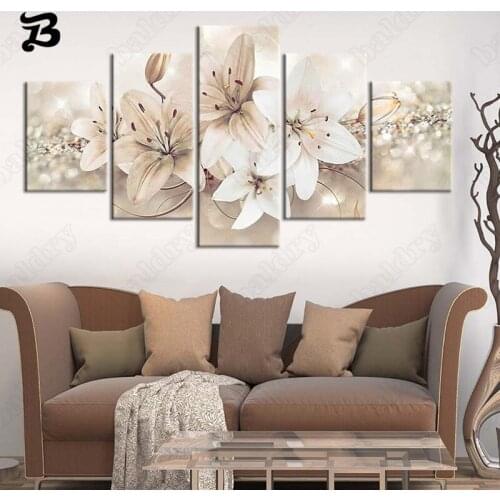 Beauty Flowers Canvas Painting Wall Art Poster Abstract Modern Wall Pictures Home Decoration 5 Pieces Pictures for Living Room