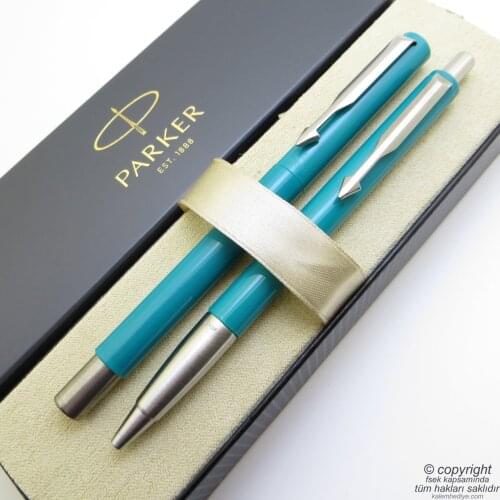 Parker Vector Turquoise Fountain Pen + Ballpoint Pen Set | İsme Special Pen | Gift Pen